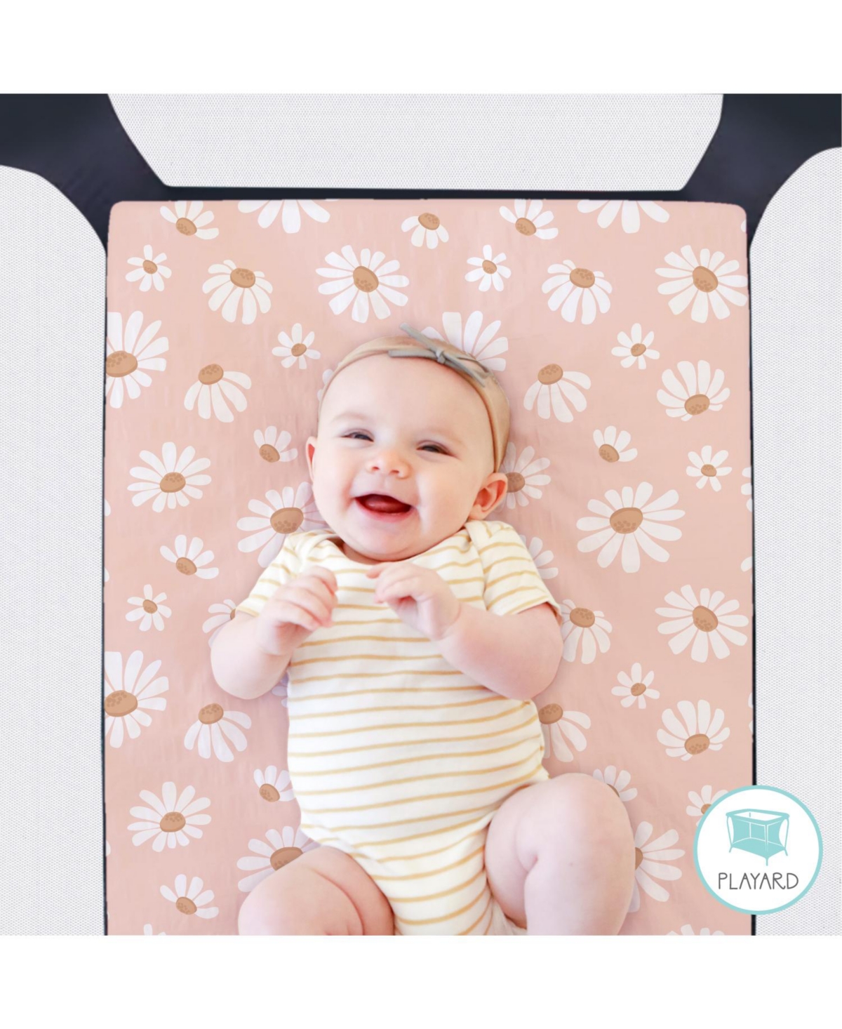 The Peanutshell Daisy Dreams 3-Pack Fitted Playard Sheets