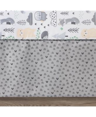 Grey, Tan and Green Woodscape 5 Piece Crib Bedding Set for Baby Boys or Girls, Nursery Set with Blanket