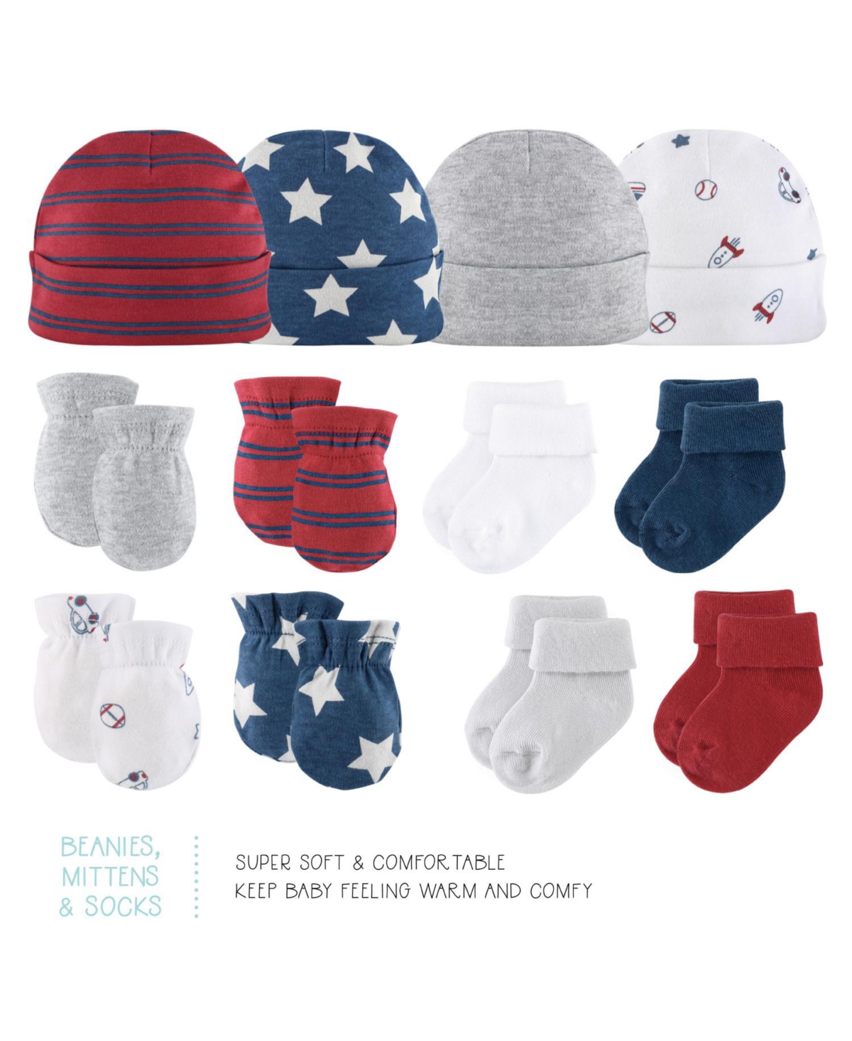 The Peanutshell Baby Boys Newborn Layette Gift Set Boys,Red Stuff, 30 Essential Pieces - Blue