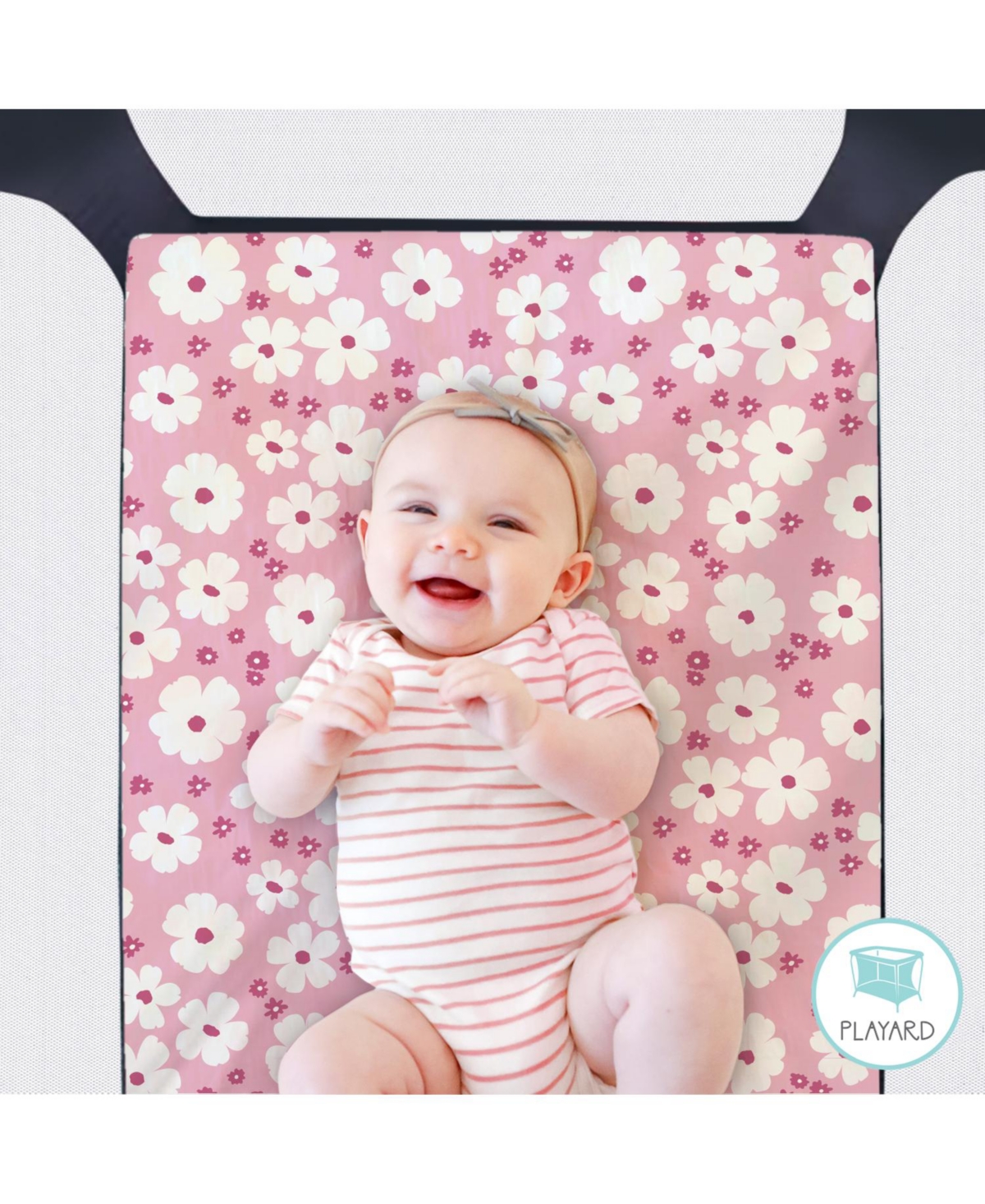 The Peanutshell Pack n Play, Mini Crib, Portable or Fitted Playard Sheets for Baby Girl, Daisy, 3 Pack Set -mauve