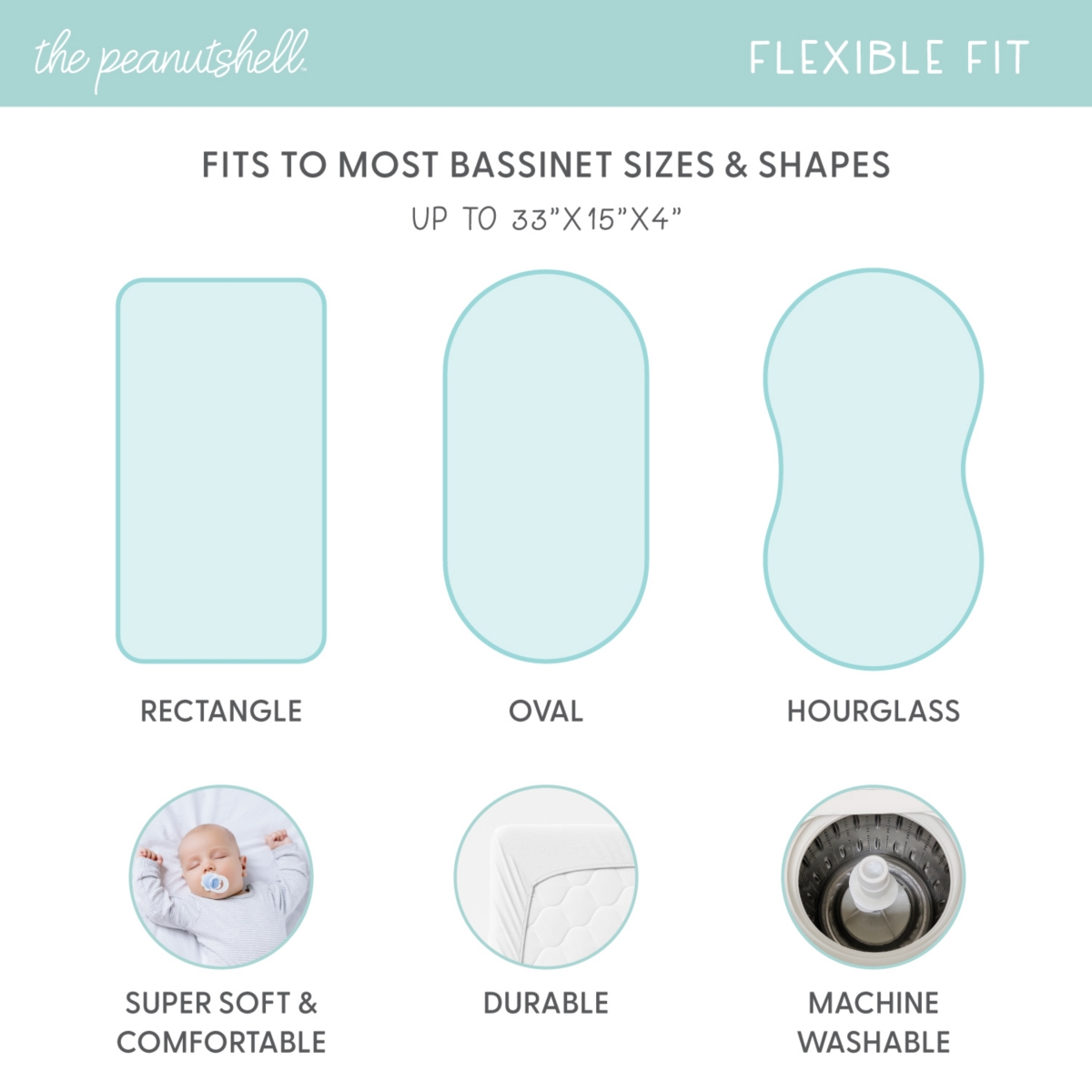 The Peanutshell Soft Cloud Bassinet Sheets for Newborn Baby Girl or Baby Boy, 4 Pack Set