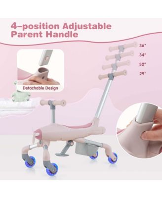 2-in-1 Kids Ride-on Push Car with LED Lighted Wheels Removable & Adjustable Handle