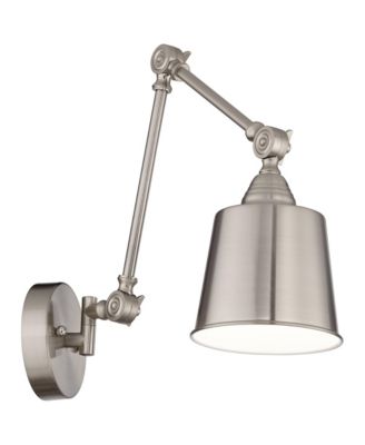 Mendes Modern Industrial Adjustable Swing Arm Wall Lamp Brushed Nickel Hardwired Light Fixture Metal Shade for Bedroom Bedside House Reading Living Room Home Hallway Dining