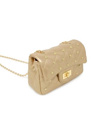 Girls Classic Quilted Stud Handbag, Gold