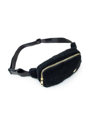 Girls Fuzzy Belt Bag with Heart for Kids, Black