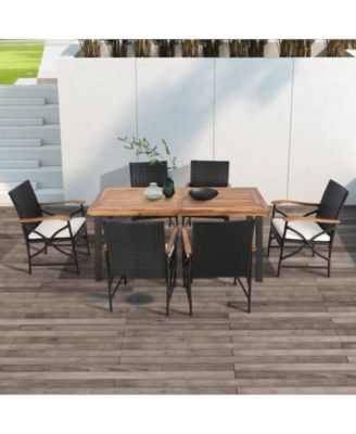 Set of 4 Patio Wicker Chairs with Soft Zippered Cushion