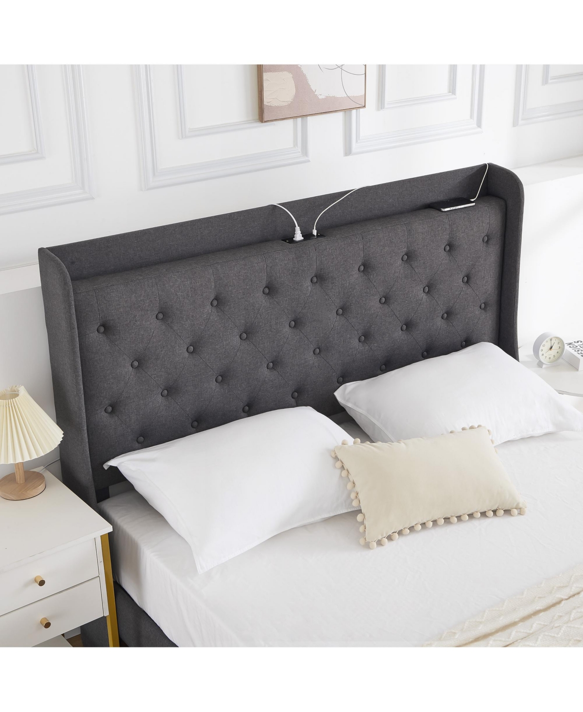 gaomon Bed Frame With Headboard And Storage, Drawers Platform Bed Frame With Charging Station, Heavy Duty, No Box Spring Needed