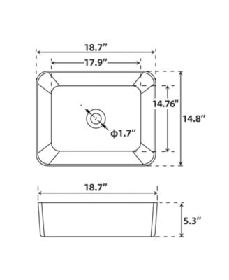 22'' x 16''Vessel Sink White Undermount Bathroom Sink Rectangle