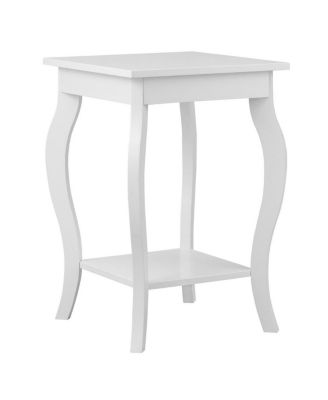 Set of 2 Accent Side Table Sofa End Table Night stand Coffee Table w/ Shelf White