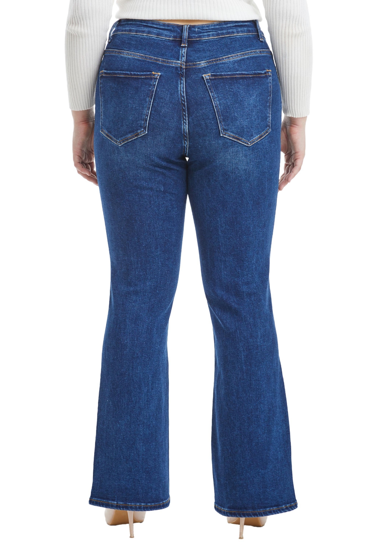 Bayeas Plus Size High Rise Bootcut Jeans In Deep Sea