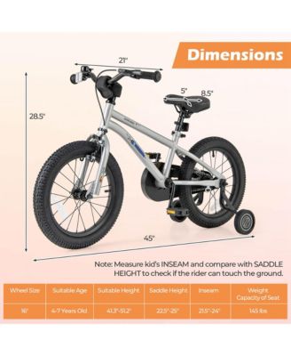 16-Inch Kid s Bike for 4-7 Years Old with Adjustable Saddle & Anti-slip Handlebar
