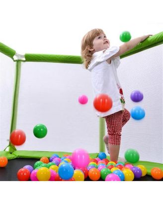 55" Toddlers Trampoline with Safety Enclosure Net & Balls