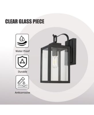 1-Light Matte Black Sensing Outdoor Hardwired Wall Sconce with No Included