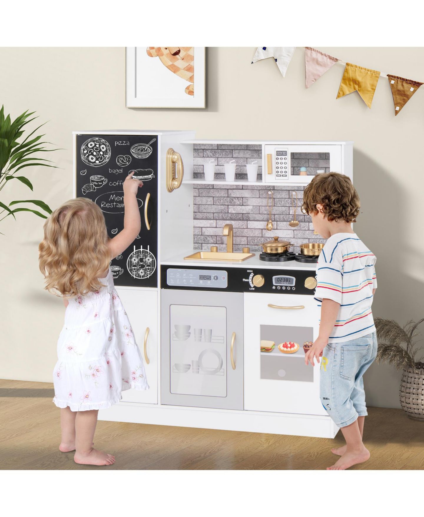 Детские игрушки HONGGE Kids Play Kitchen Set with Stove, Oven, Sink and Utensils, Ages 3+ — фото 4