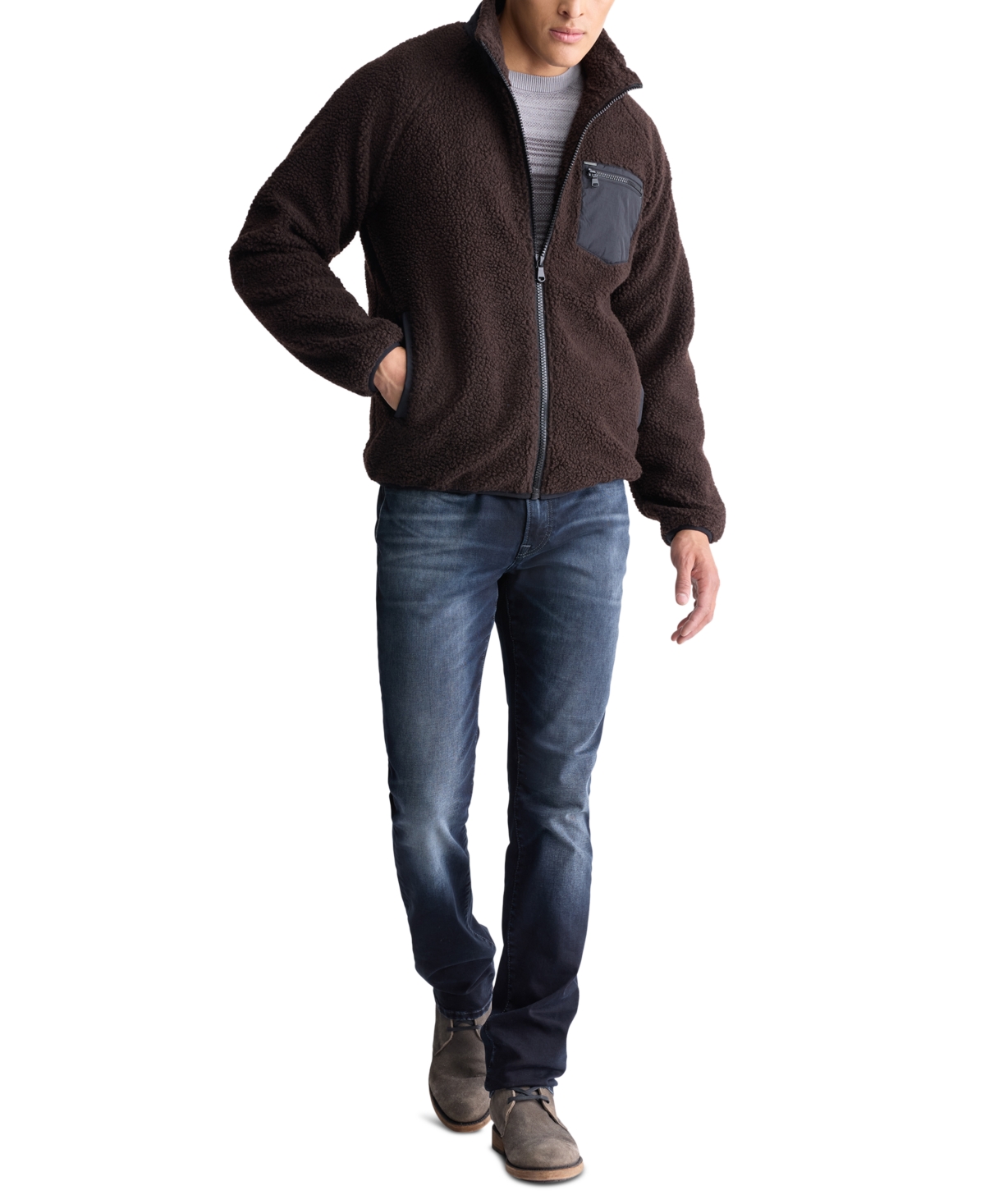 Buffalo David Bitton Men's Jaik Super Fleece Zip Front Plaid Bomber Jacket
