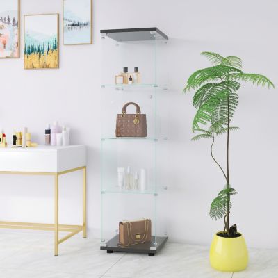 4-Shelf Glass Display Cabinet for Living Room/Bedroom