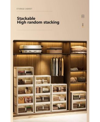 5-Tier Collapsible Storage Cabinet with Magnetic Door and Wheels