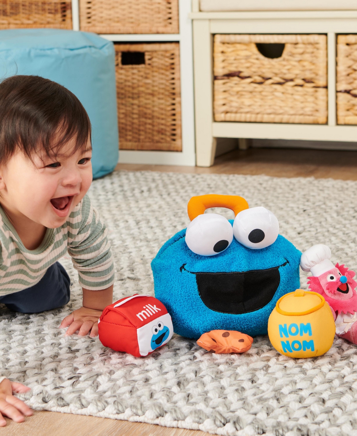 Sesame Street Official Cookie Monster Gonger Premium Plush Sensory Toys Playset In No Color