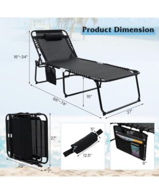 SUGIFT 4 Position Folding Lounge Chaise with Adjustable Backrest and Footrest