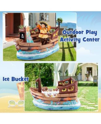 Inflatable Pirate Ship Playhouse with Built-in Motor and Inflatable Toy Sword