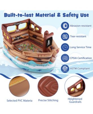 Inflatable Pirate Ship Playhouse with Built-in Motor and Inflatable Toy Sword