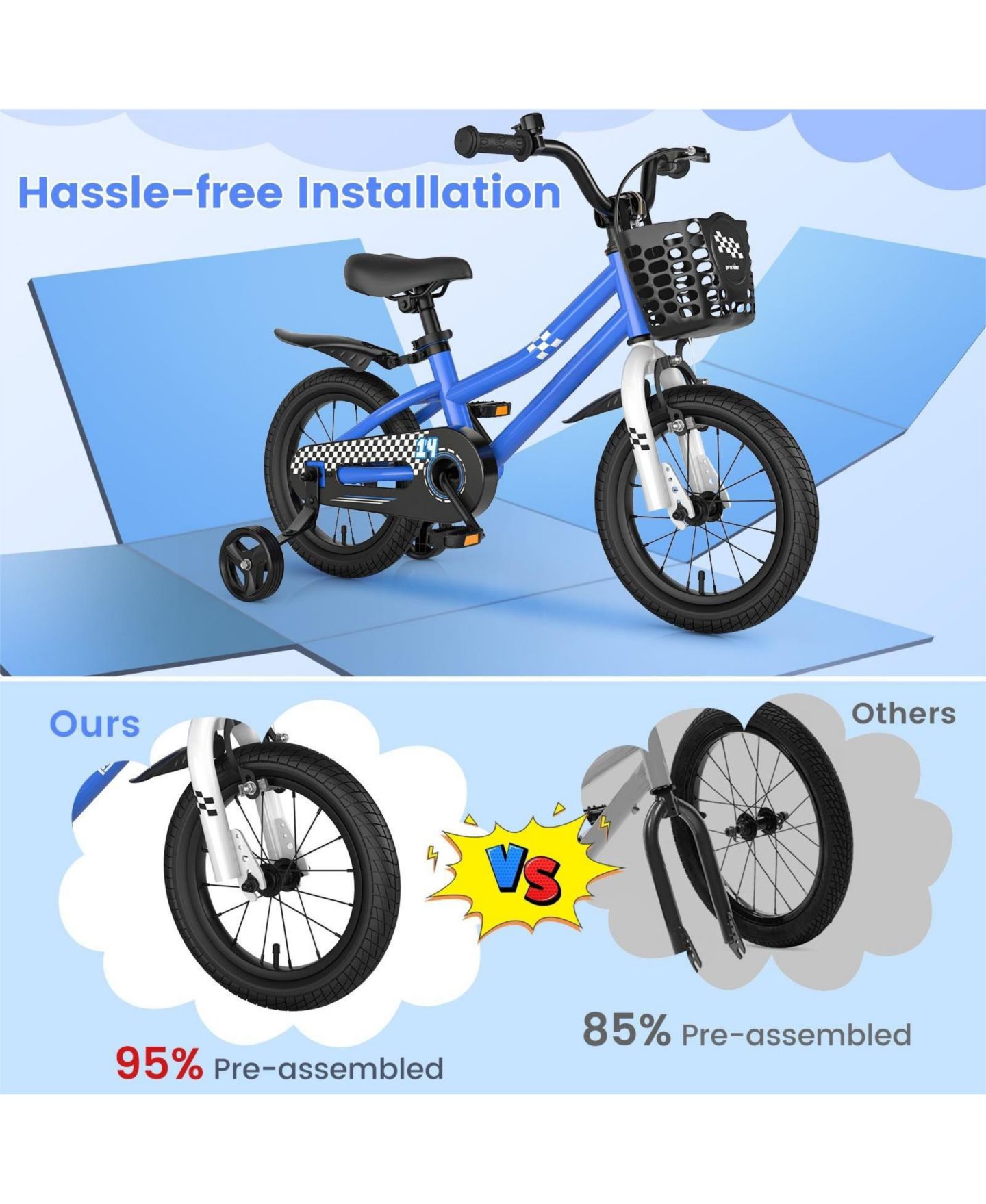 Детская игрушка HONGGE 14 Inch Kids Bike with 2 Training Wheels — фото 4