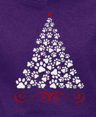 Women's Paw Christmas Tree Art Hooded Sweatshirt