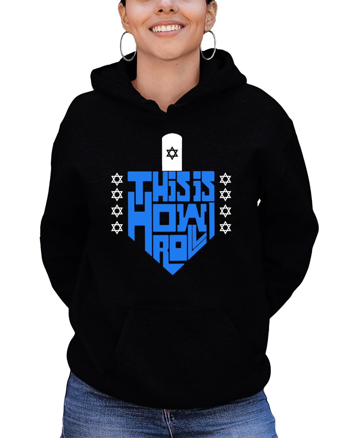 LA POP ART WOMEN'S THIS IS HOW I ROLL WORD ART HOODED SWEATSHIRT 