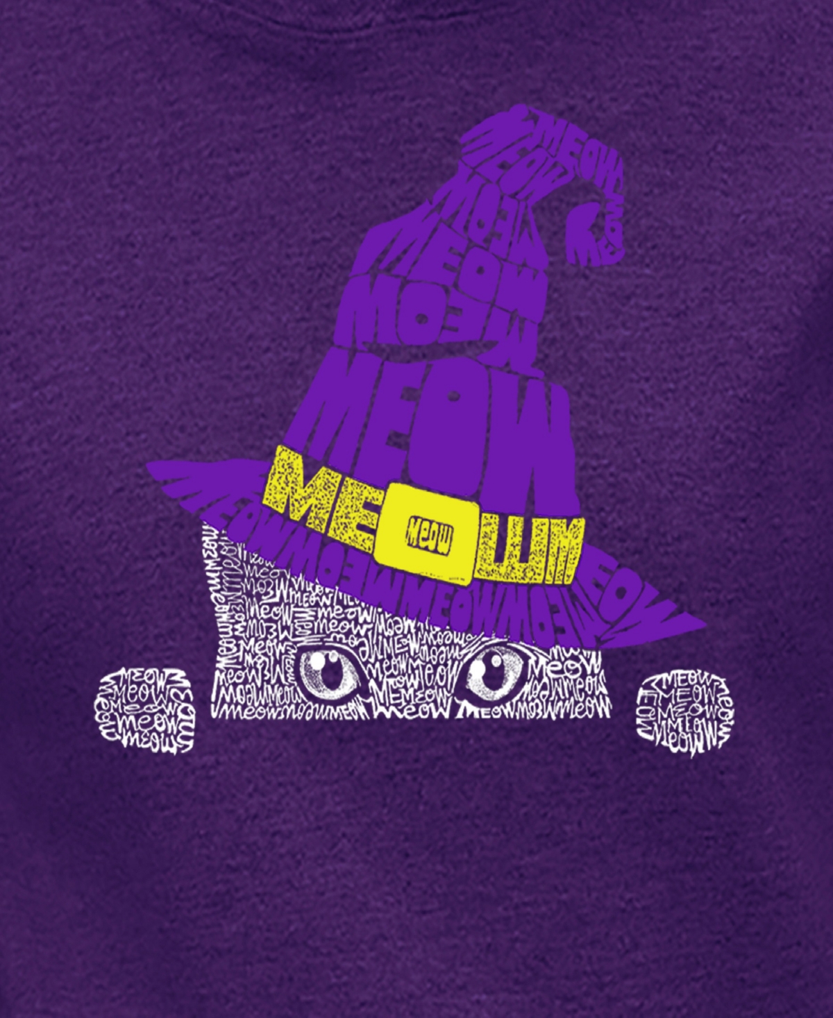 LA POP ART WOMEN'S PEEKING WITCH CAT WORD ART HOODED SWEATSHIRT 
