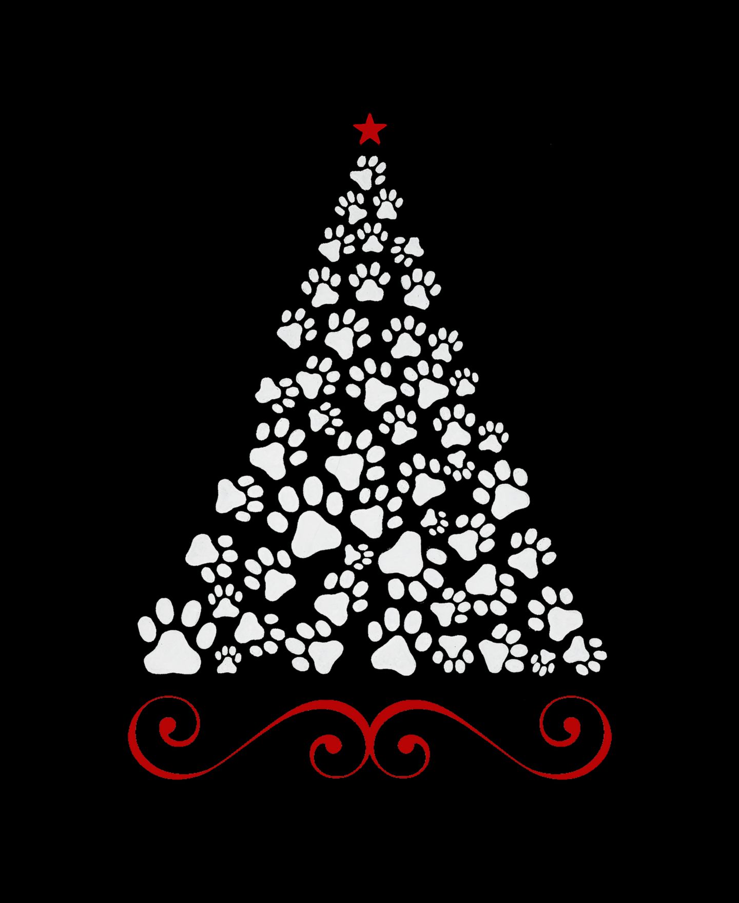 Женское худи LA Pop Art Paw Christmas Tree, цвет: Чёрный — фото 3