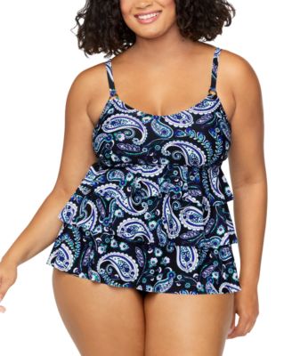 Plus 3 Tiered Bandini Plus Size Solid Bikini Briefs Created For Macys Bottoms