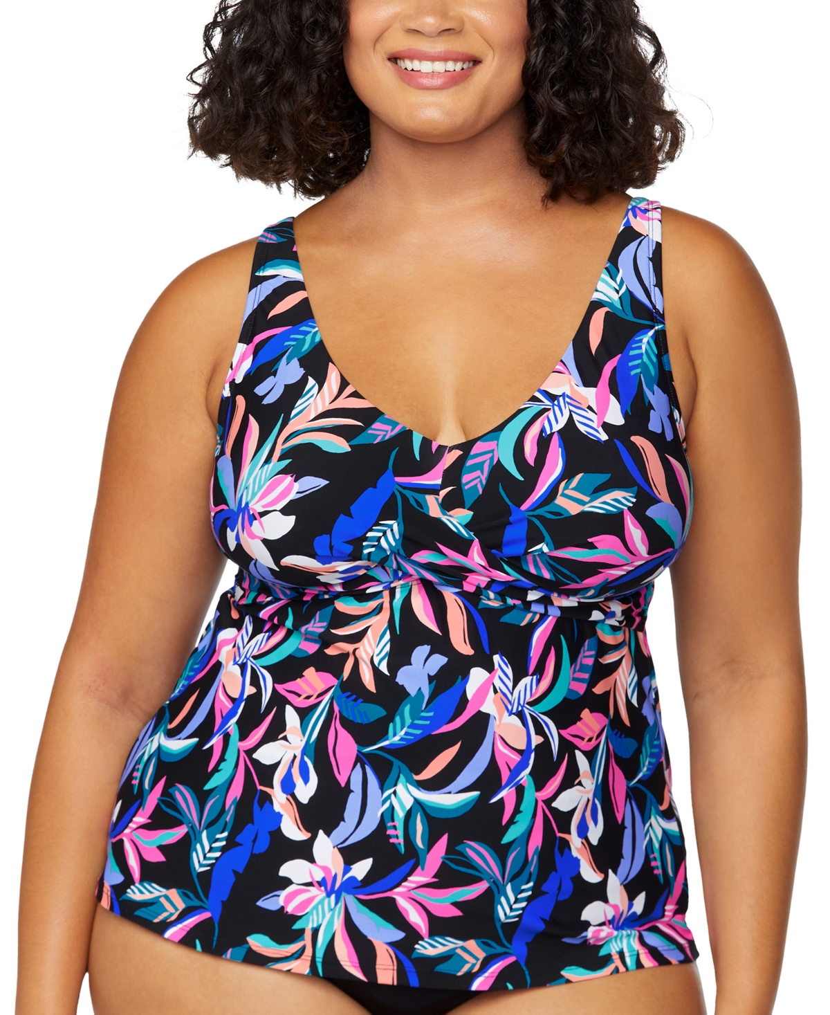 Plus Size Monterey Printed Tankini, Exclusively at Macy's - Black Multi