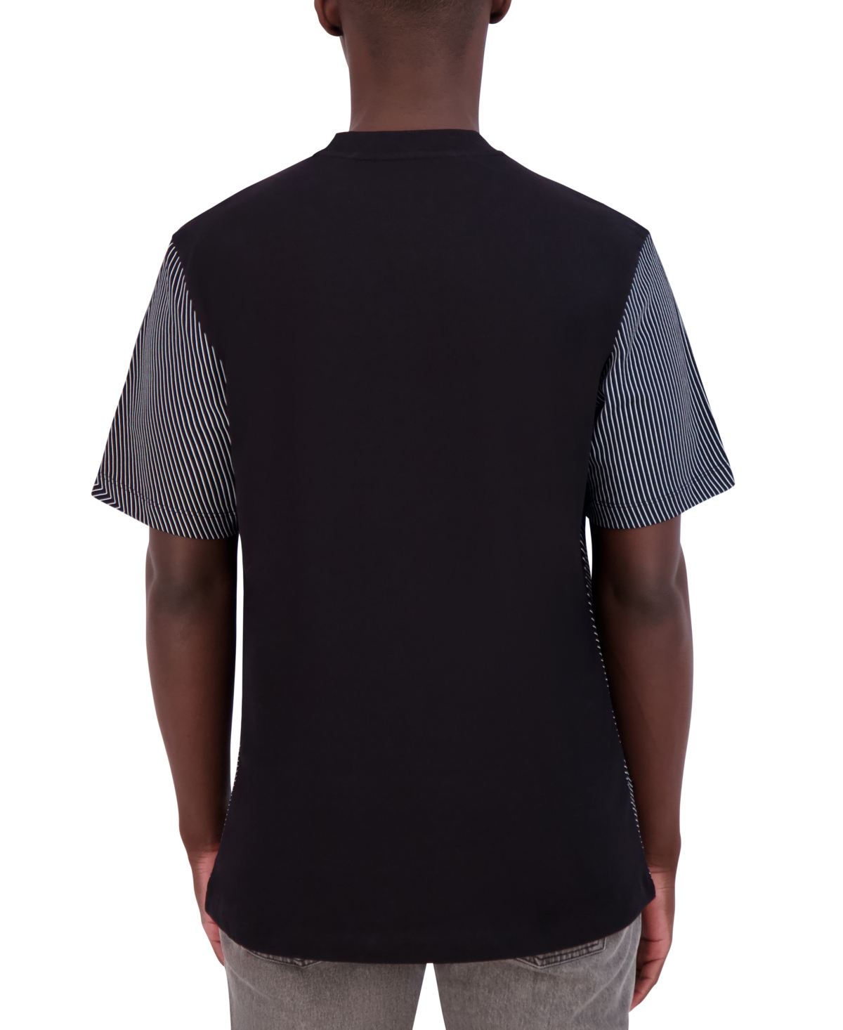 Karl Lagerfeld Paris Men's Slim Fit Short Sleeve Crewneck Little Karl Graphic Striped T-Shirt