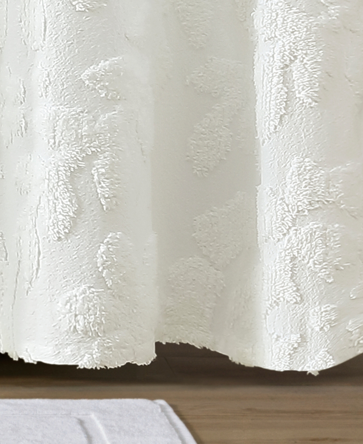 Peri Home Chenille Laurel Cotton Shower Curtain, 72" X 72" In White