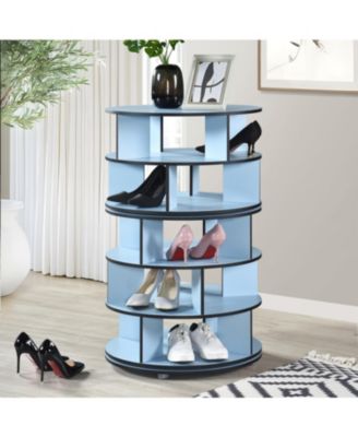 5-Tier Rotating Shoe Rack, 360° Revolving Lazy Susan Spinning Shoe Rack Tower Storage Organizer for Closet Entryway Bedroom Hallway