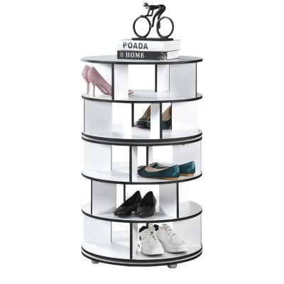 5-Tier Rotating Shoe Rack, 360° Revolving Lazy Susan Spinning Shoe Rack Tower Storage Organizer for Closet Entryway Bedroom Hallway