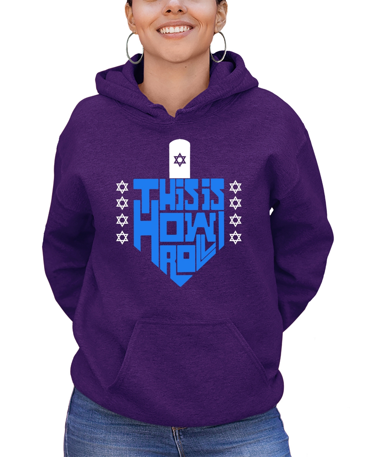 LA POP ART WOMEN'S THIS IS HOW I ROLL WORD ART HOODED SWEATSHIRT 