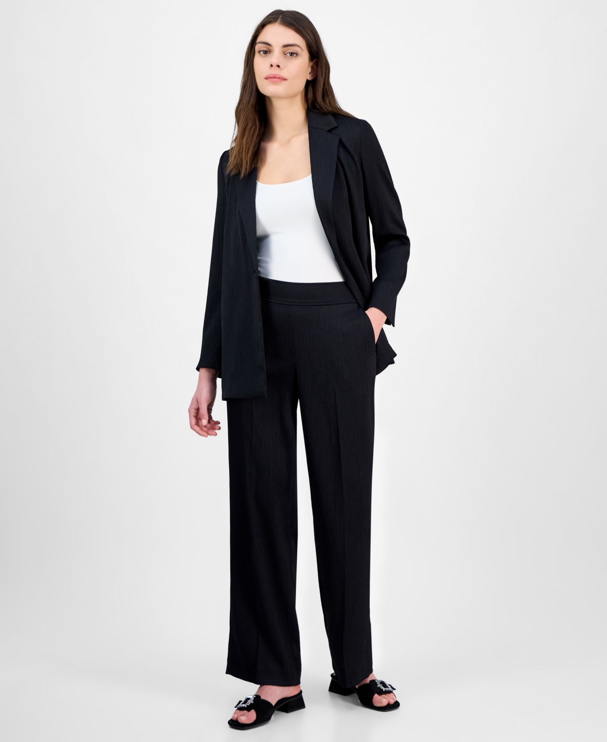 Anne Klein Plus Womens High Rise Pull On Flare Jeans In Anne Black