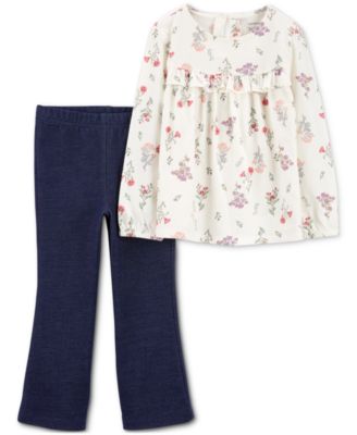 Carter's - Toddler Girls Floral-Print Long-Sleeve Top & Pull-On Flare Pants, 2 Piece Set