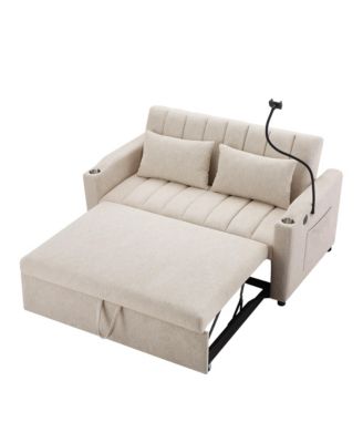 Streamdale Convertible Sofa Bed Loveseat with USB Ports, Storage, and Phone Holder