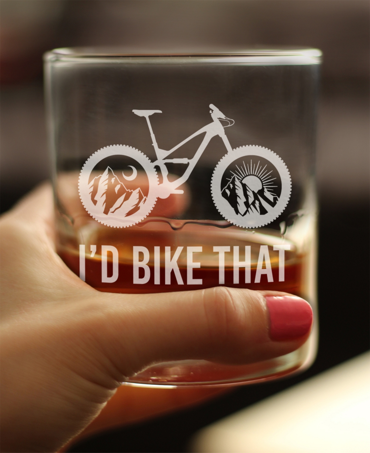 Bevvee I'd Bike That Whiskey Rocks Glass In Clear
