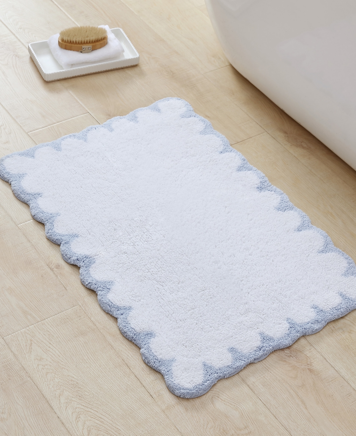 Peri Home Scallop Cotton Bath Rug, 30" X 20" In Blue