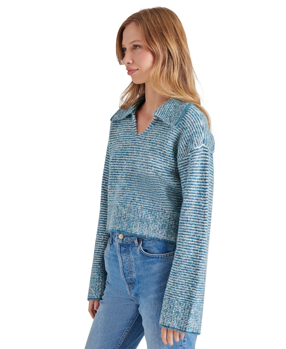 Steve Madden Esther Johnny Collar Sweater In Blue
