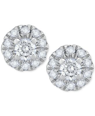 Diamond Round Halo Stud Earrings in 14k White Gold (1 ct. t.w.)