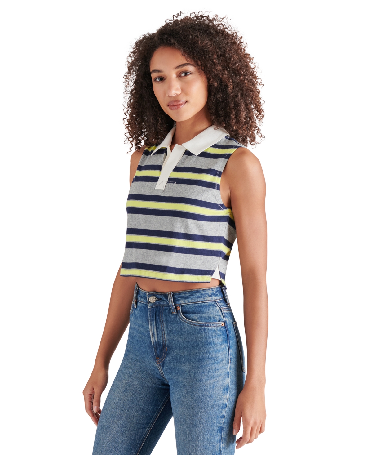 Steve Madden Women's Ryland Cropped Rugby Top In Grey Heather