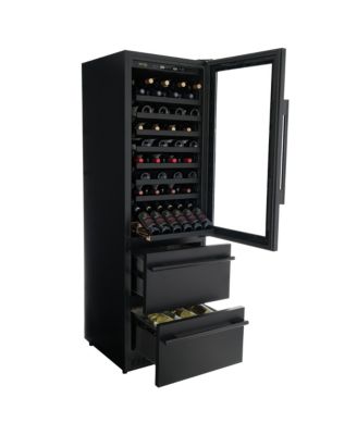 ESTATE 24" Dual Zone Wine & Beverage Fridge – 175 Can Capacity, Black Stainless Steel, Built-In Drawer Cooler with Full Extension Shelves