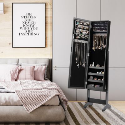 Mirrored Jewelry Cabinet Organizer Storage Box White