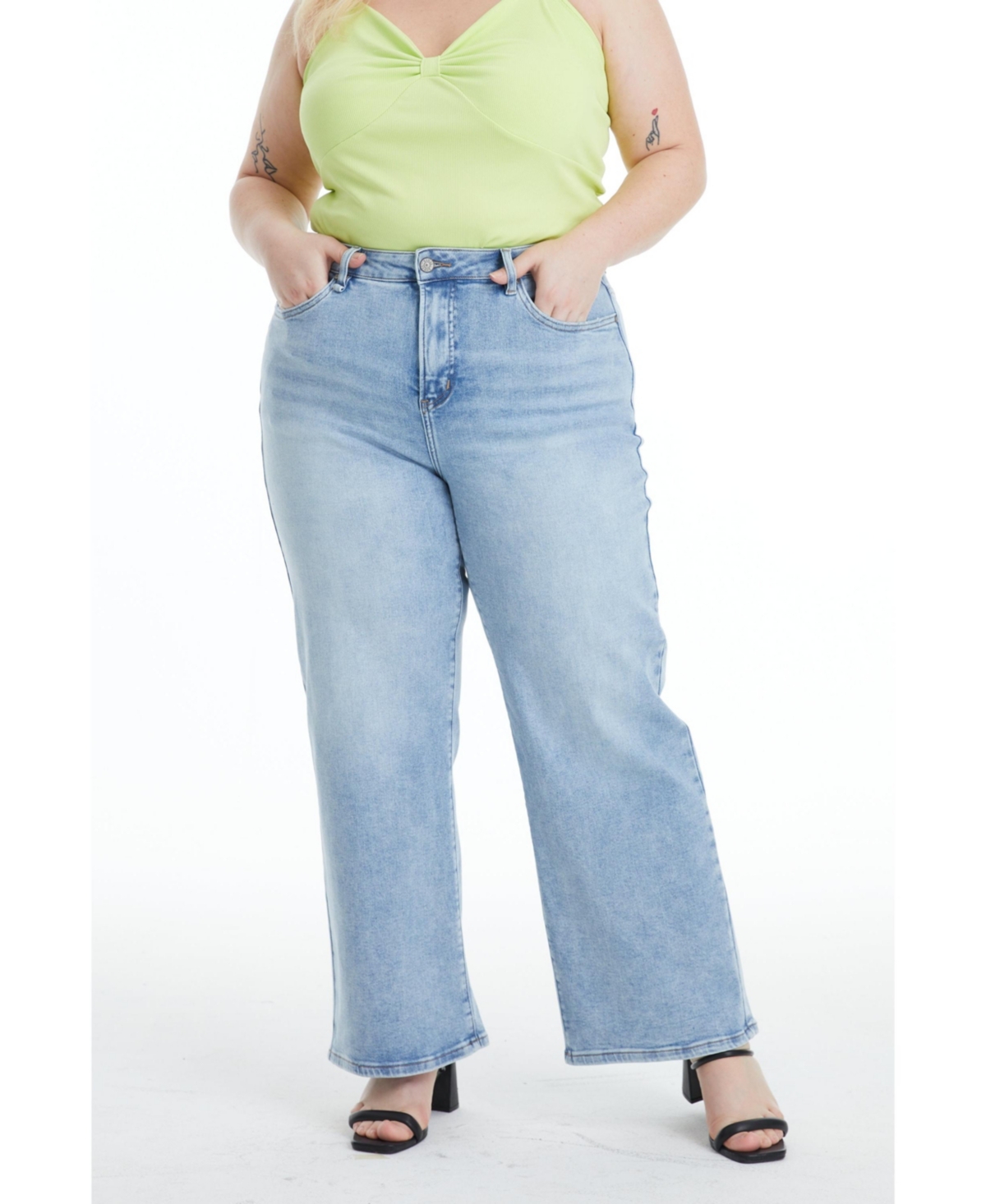 BAYEAS PLUS SIZE HIGH RISE WIDE LEG JEANS 
