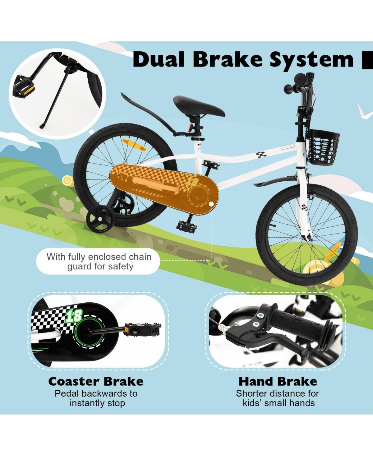 Hongge Kids Bike with Kickstand and Coaster Brake for 4-8 Years Old