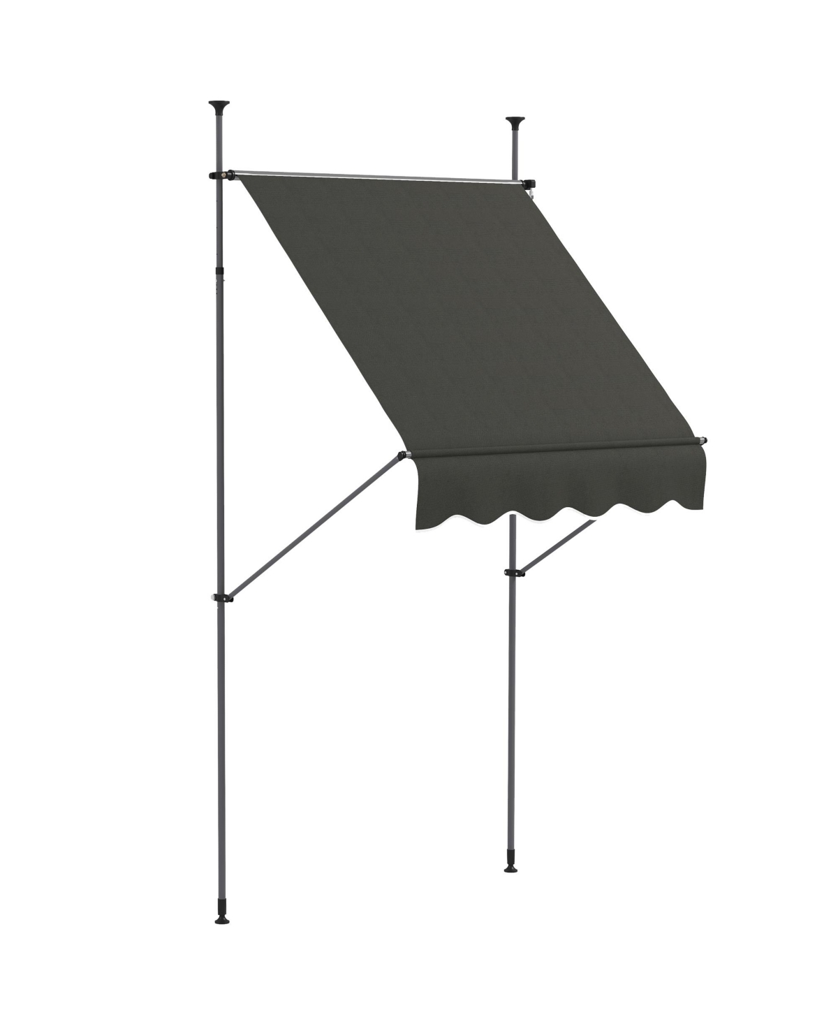 5' x 4' Retractable Awning, Non-Screw, Dark - Dark gray
